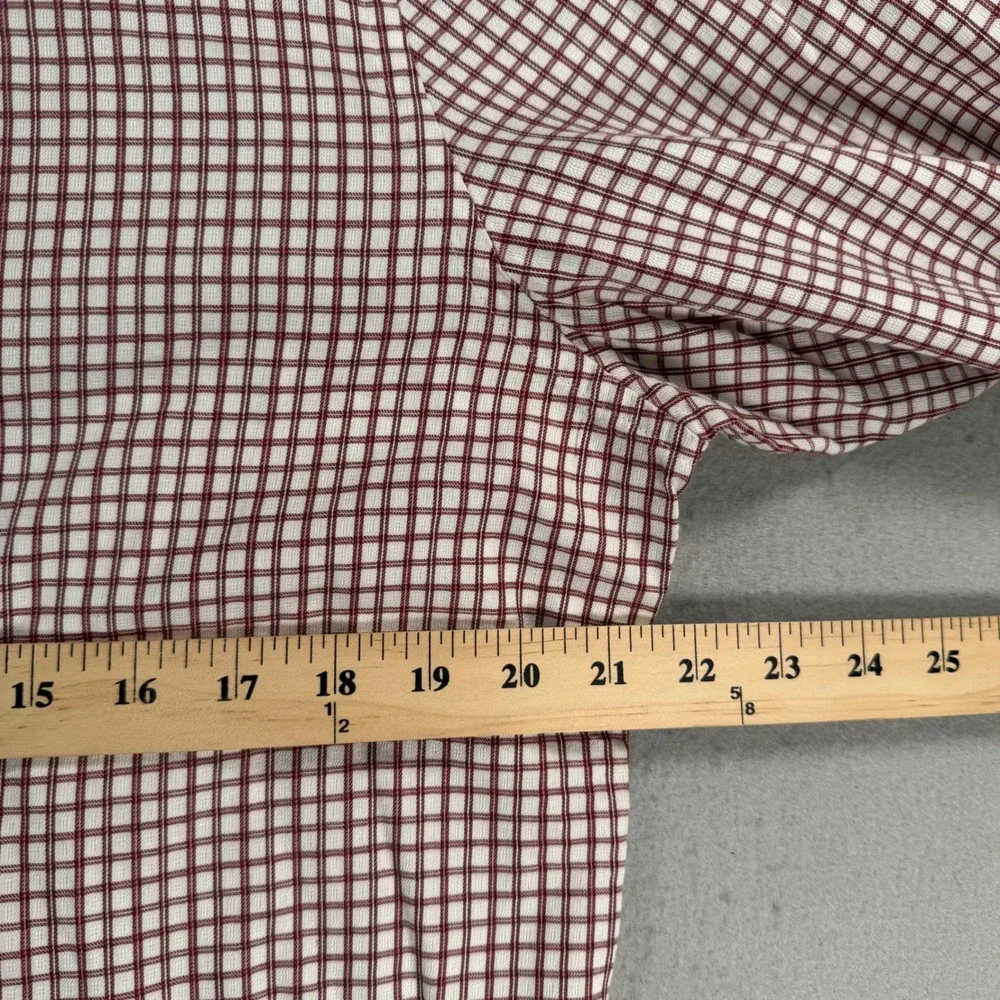 Banana Republic Mens XL Maroon White Graph Check Button Down Shirt Long Sleeve